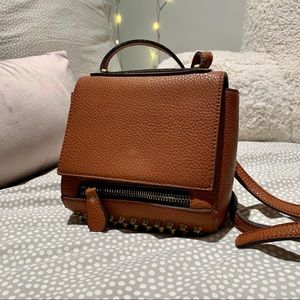 Brown Faux Leather Studded Crossbody Bag